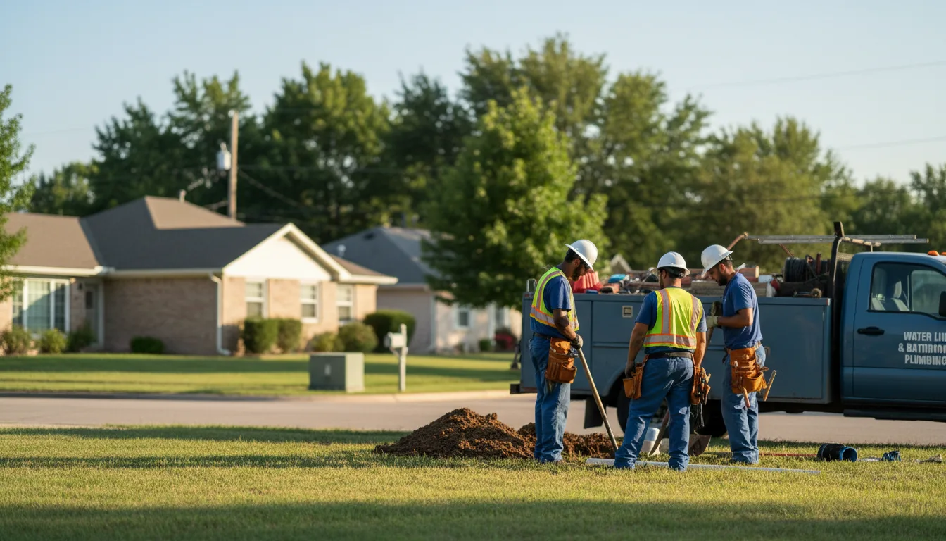 Residential water line and bathroom plumbing service in Bluejacket, OK